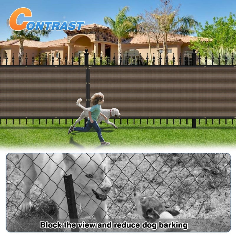 TANG 4' x 25' Privacy Fence Screen Brown Shade Cloth with Grommets, Chain Link Fence Panels Outdoor Mesh Fabric Fencing, Balcony Windscreen Cover,Temporary Garden Fencing for Yard Deck Pool - Image 5